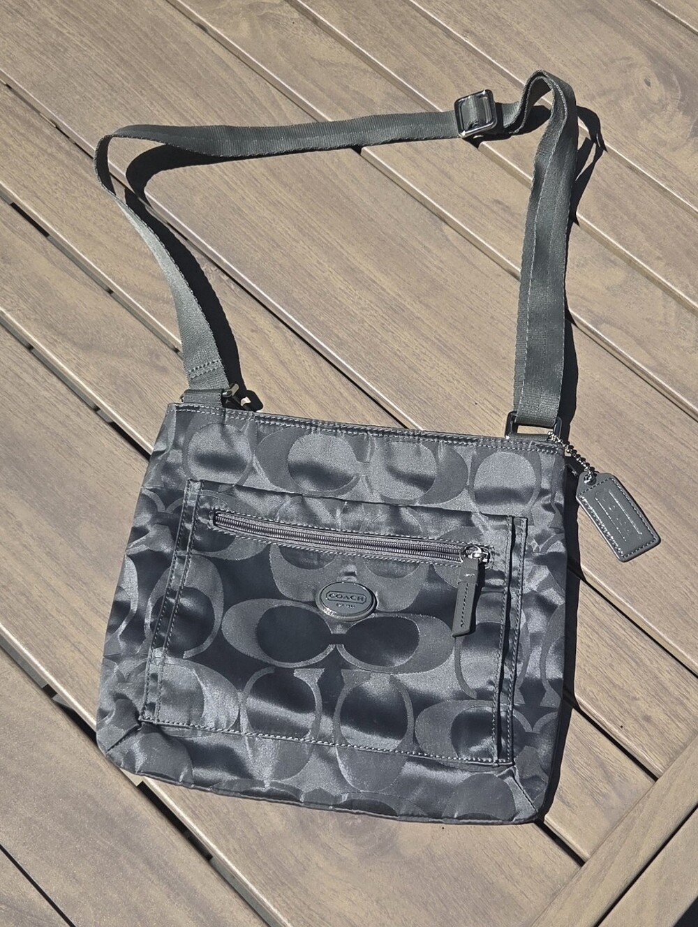 Coach Charcoal Nylon Crossbody Purse